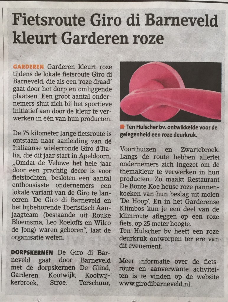 Tekst krantenartikel Roze Deurkrukken